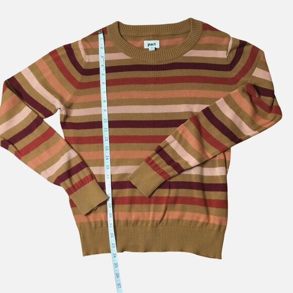 PACT Organic Cotton Striped Sweater M Autumn Cozy 70s Throwback Earth Tone Crew - Picture 7 of 9